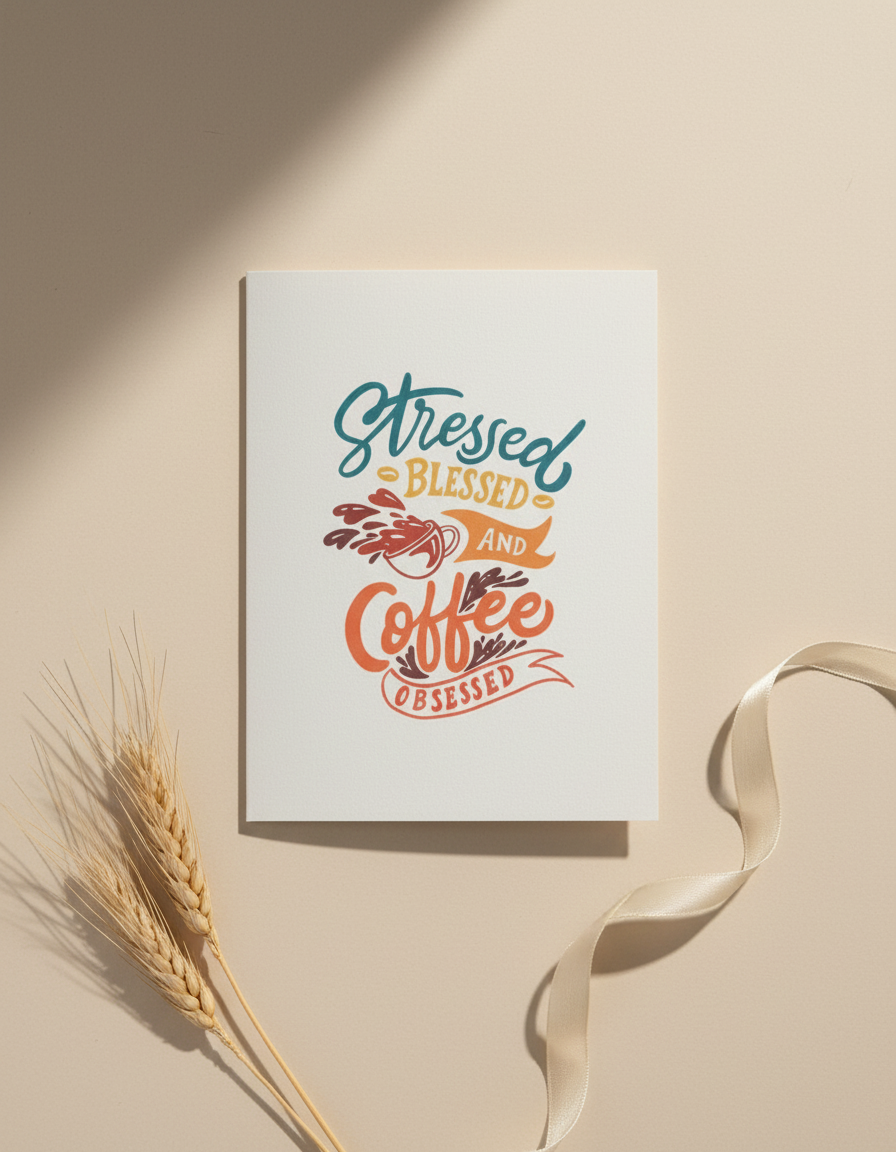 Stressed Blessed and Coffee Obsessed Card