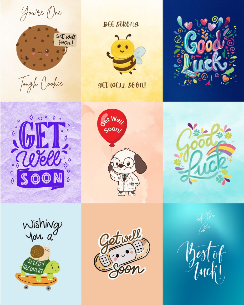 Get Well and Good Luck Pack of Nine
