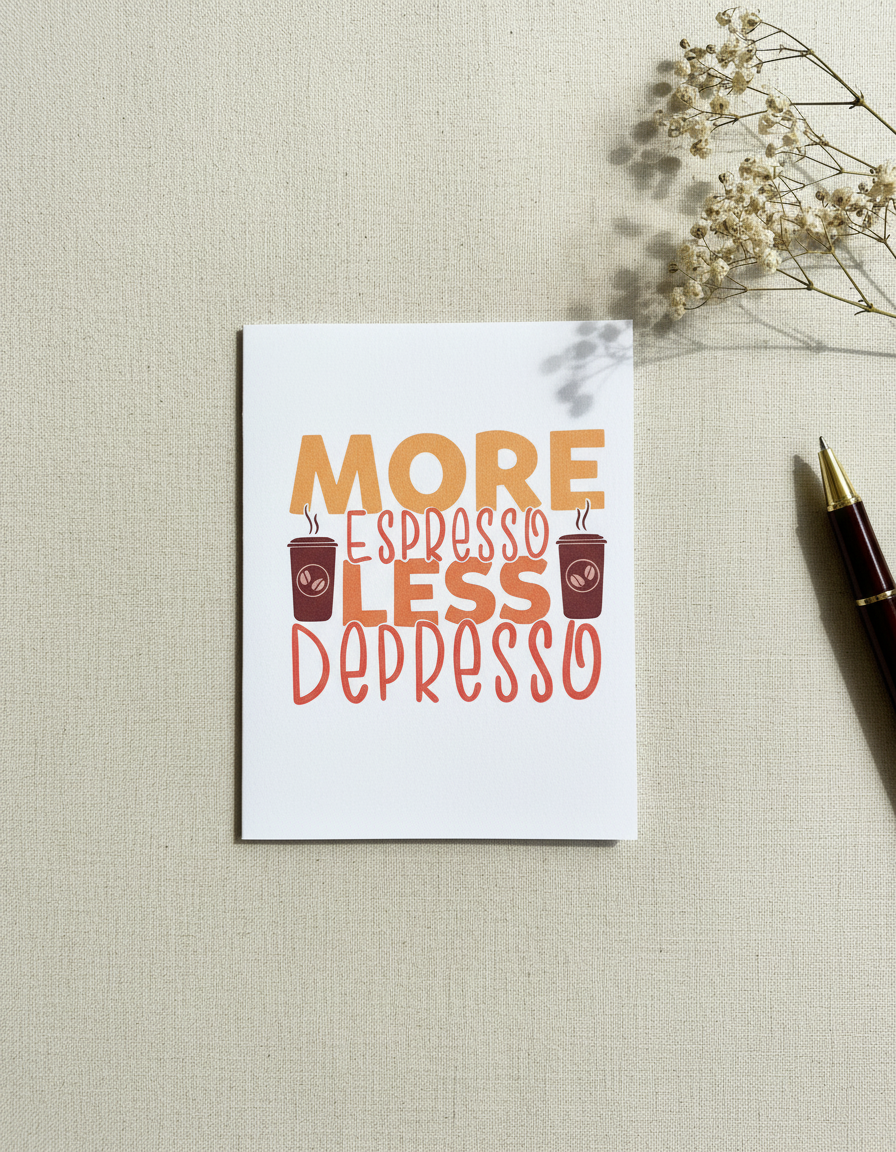More Espresso Less Depresso Card