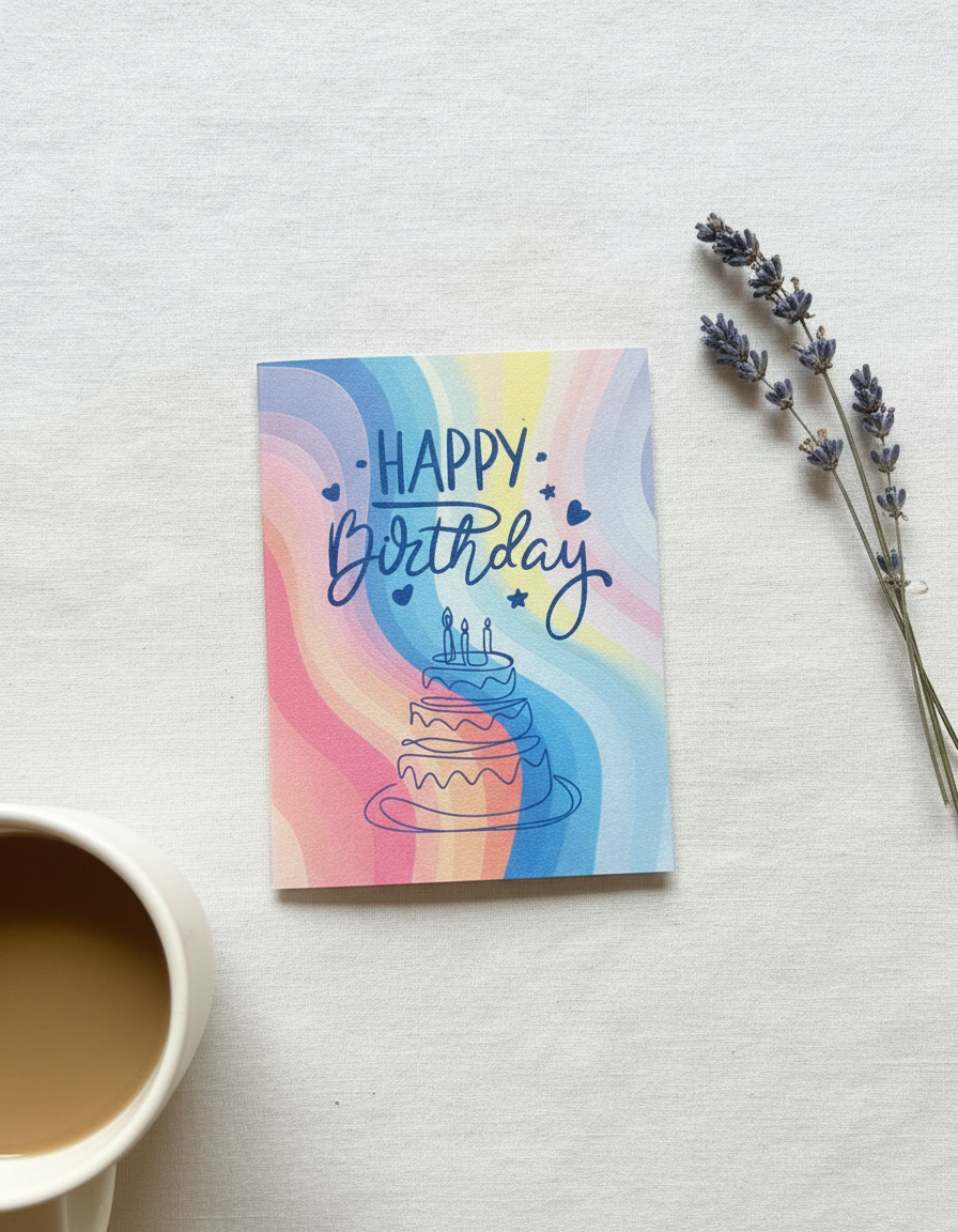 Rainbow Cake Birthday Card