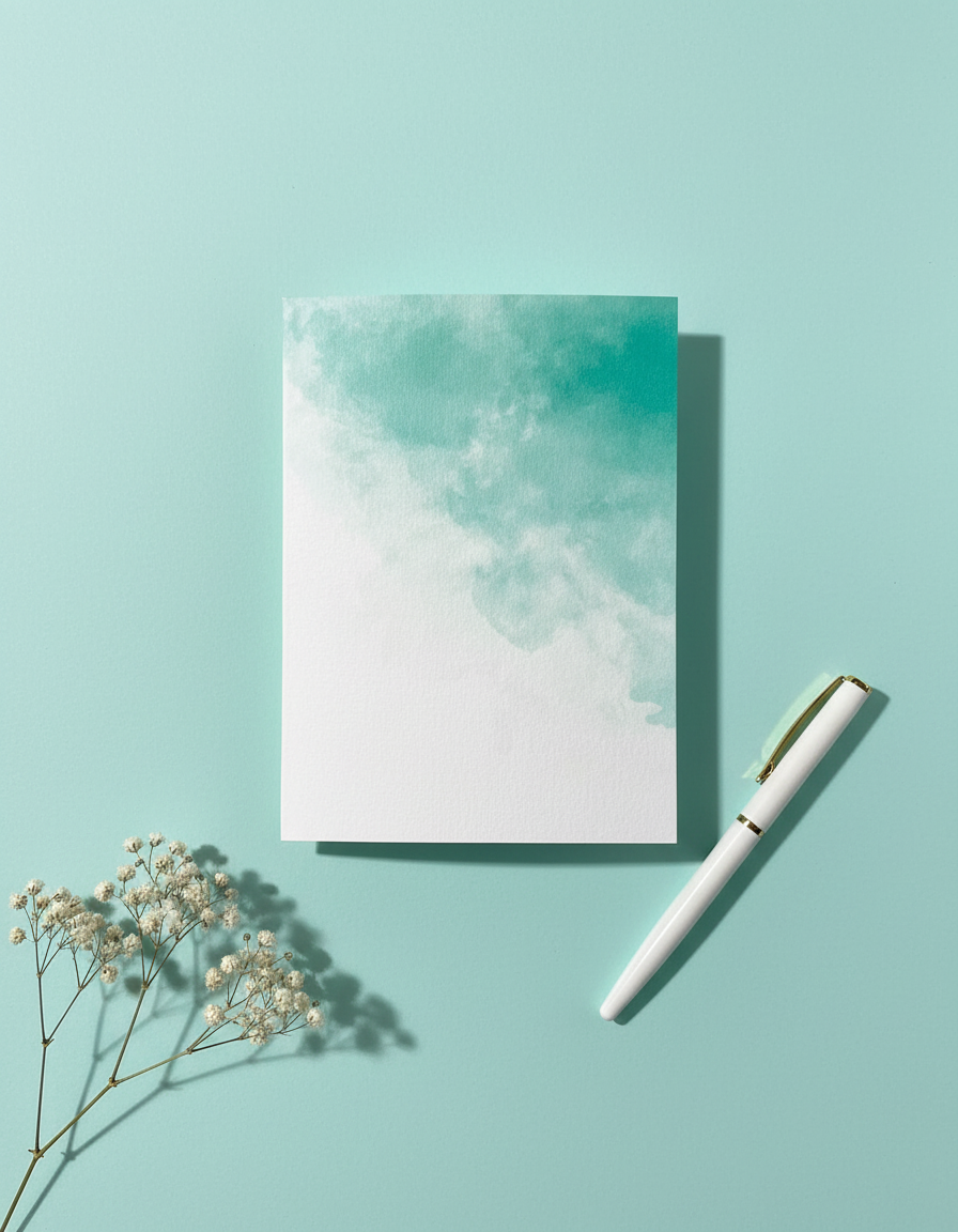 Green Watercolour Wash Card