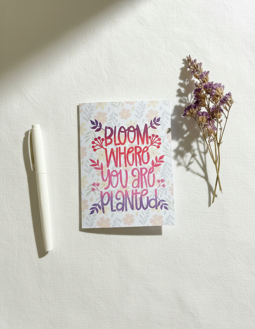 Bloom Where Planted Pink Card