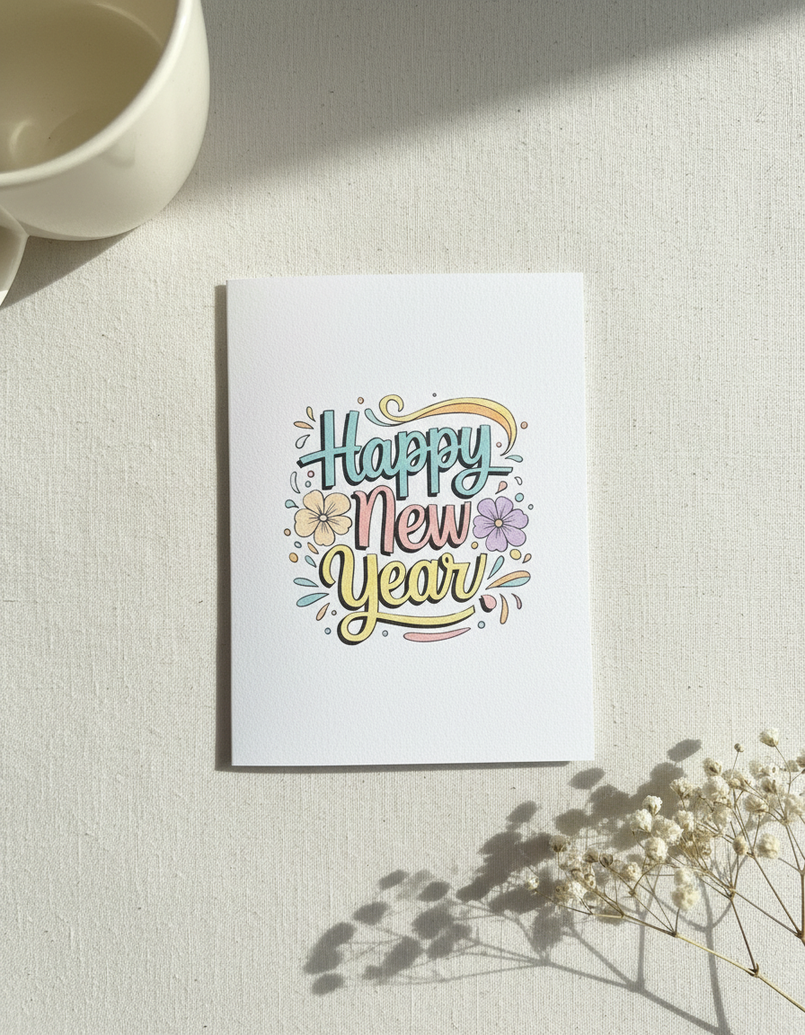 Floral Happy New Year Card