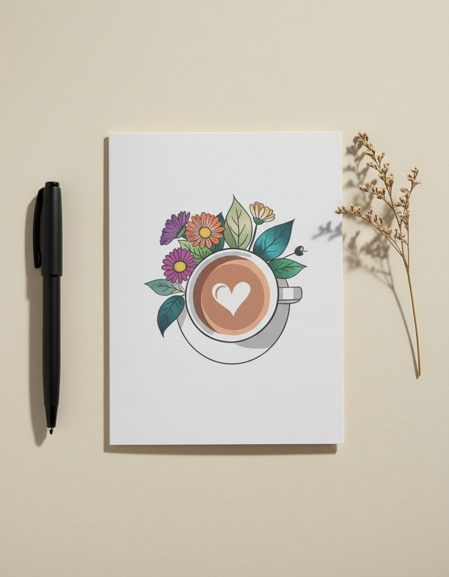 Latte and Blooms Card