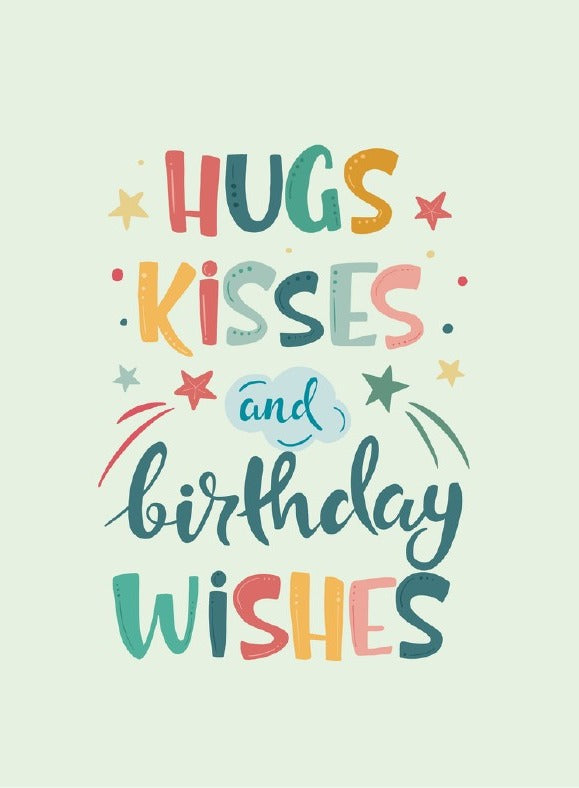 Hugs Kisses and Birthday Wishes Card placeholder