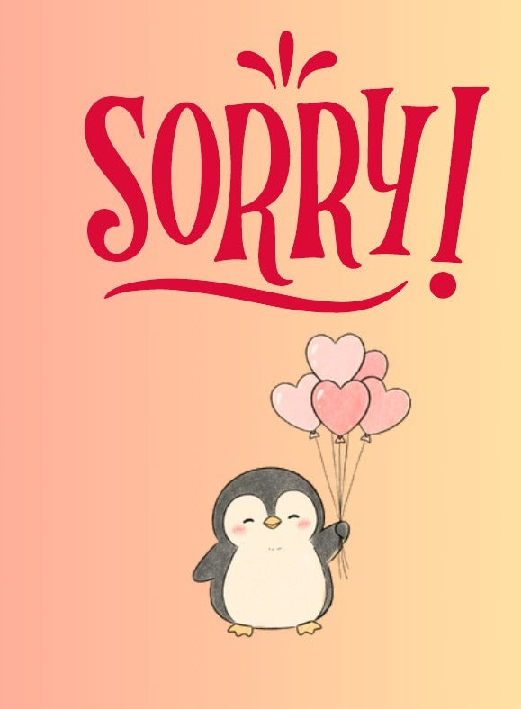 Penguin Balloons Sorry Card
