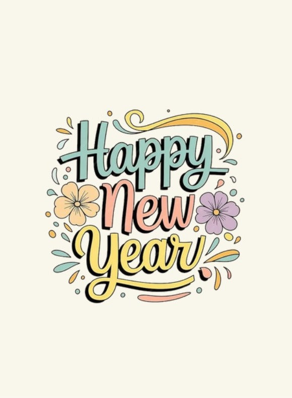Floral Happy New Year Card placeholder